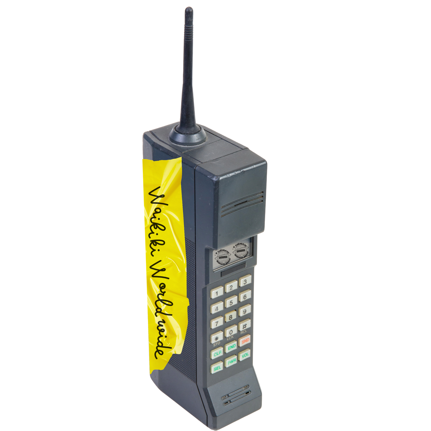 Waikiki Worldwide image with a logo on an old historic vintage phone.